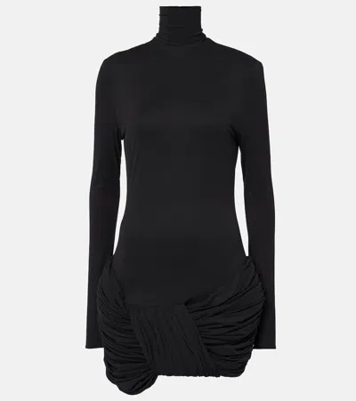 Magda Butrym Ruched Silk-blend Minidress In Black