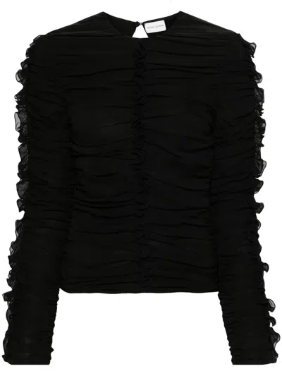 MAGDA BUTRYM RUCHED SILK-BLEND TOP