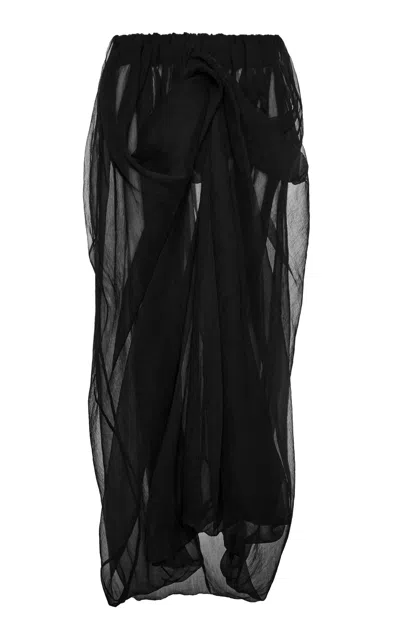 Magda Butrym Ruched Silk Maxi Skirt In Black