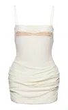 Magda Butrym Ruched Silk Mini Dress In White