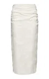 Magda Butrym Ruched Stretch-silk Midi Skirt In White