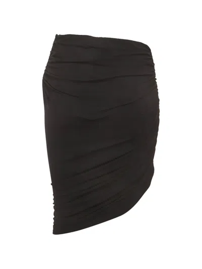 Pre-owned Magda Butrym Ruched-detail Asymmetric-hem Skirt In Black