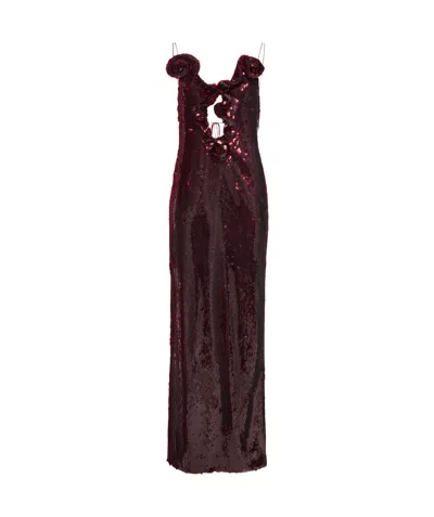 Magda Butrym Ruffle Applique Sequin Gown In Black