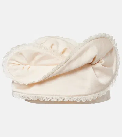 Magda Butrym Ruffled Cotton And Silk Bandeau Top In Neutral