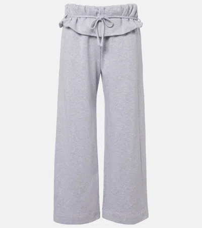 Magda Butrym Ruffled Cotton-blend Sweatpants In Gray