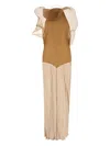 Magda Butrym Halter Neck Maxi Dress With Sheer Ruffles In Brown