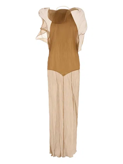 MAGDA BUTRYM RUFFLED CREPE MAXI DRESS