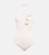 Magda Butrym Ruffled Halterneck Jersey Bodysuit In Cream