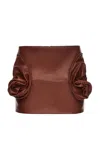 Magda Butrym Ruffled Leather Mini Skirt In Brown