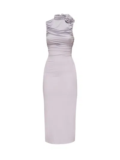 MAGDA BUTRYM RUFFLED MIDI DRESS WITH TURTLENECK