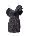 Magda Butrym Ruffled Off Shoulder Dress With Snake Skin Print In Grey Silk In Grey