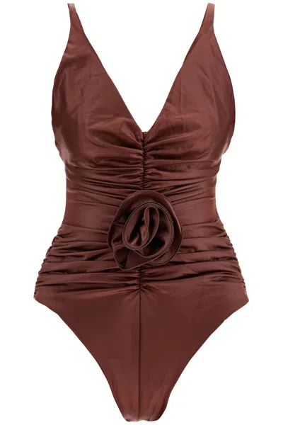 Magda Butrym Women's Ruffled One-piece Swimsuit With In Brown