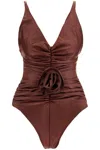 Magda Butrym Ruffled One-piece Swimsuit With In Brown