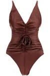 Magda Butrym Ruffled One-piece Swimsuit With In Brown