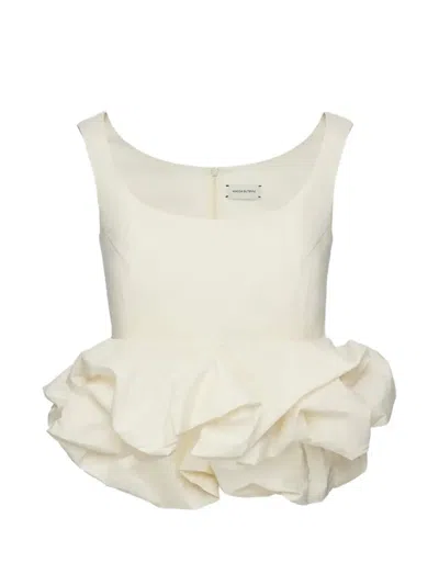 Magda Butrym Ruffled Peplum Blouse In Neutral