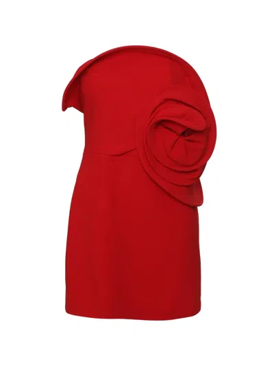 Pre-owned Magda Butrym Ruffled Rose Strapless Top In Red