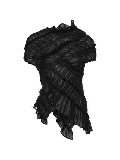 Magda Butrym Ruffled Ruched Blouse In Black