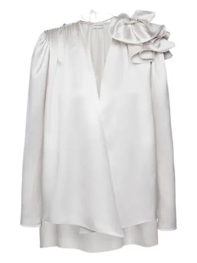 Magda Butrym Ruffled-shoulder Blouse In White