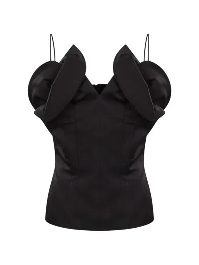 Magda Butrym Ruffled Spaghetti-strap Top In Black