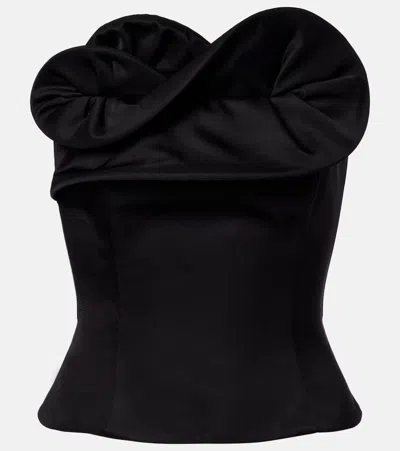 Magda Butrym Ruffled Wool And Silk Bustier Top In Black