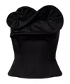 Magda Butrym Ruffled Wool And Silk Bustier Top In Black