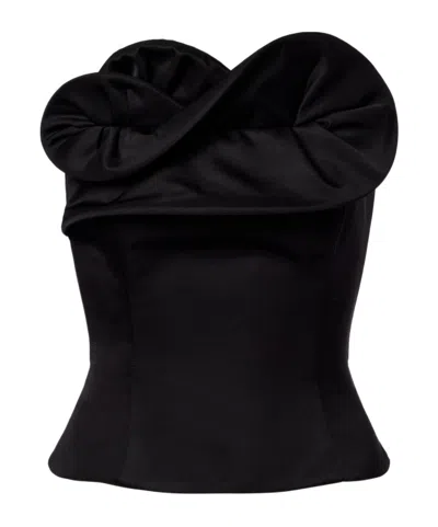 MAGDA BUTRYM RUFFLED WOOL AND SILK BUSTIER TOP