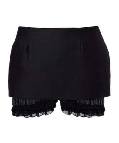 Magda Butrym Ruffled Wool And Silk Skort In Black