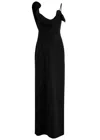 Magda Butrym Floral-appliqué Wool-blend Gown In Black