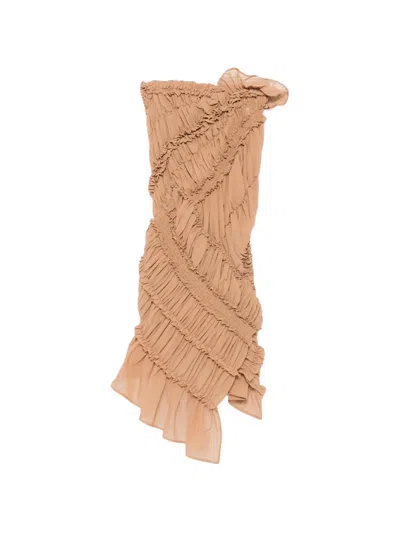 Magda Butrym Ruffled-embellishment Midi Skirts In Brown