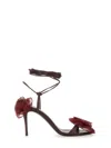 Magda Butrym Crochet Flower-embellished Lace-up Sandals In Burgundy