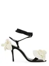 Magda Butrym 105 Double Flower Satin Sandals In Black