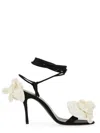Magda Butrym 105 Double Flower Satin Sandals In Black