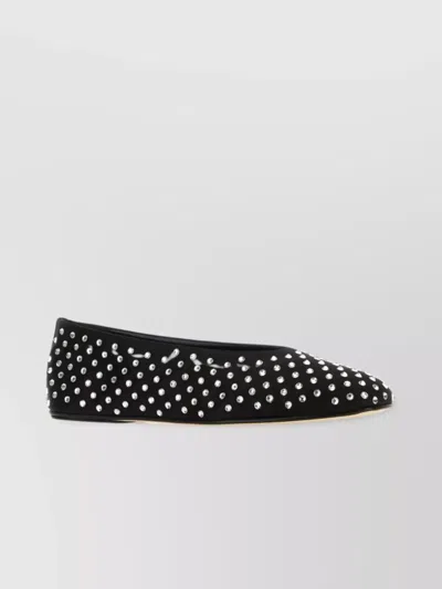MAGDA BUTRYM SATIN BALLERINAS WITH POINTED TOE AND STUDDED EMBELLISHMENT