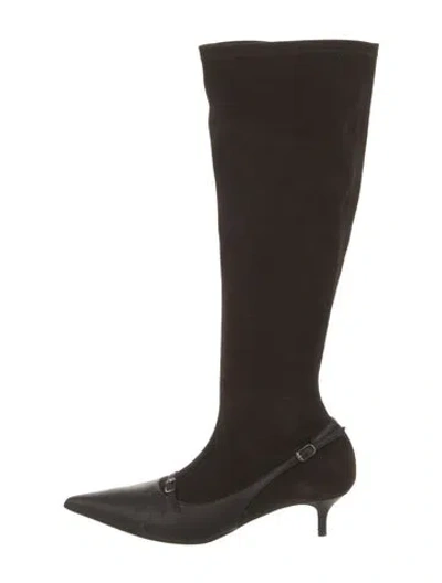 Pre-owned Magda Butrym Satin Boots In Brown