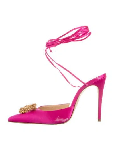 Pre-owned Magda Butrym Satin Crystal Embellishments Pumps In Purple