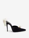 Magda Butrym Pearl Embellished Floral Pointed Toe Mules In Black