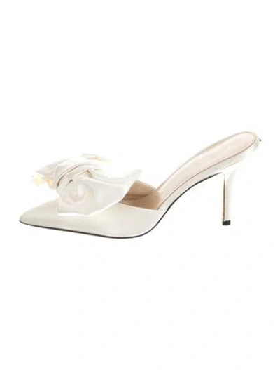 Pre-owned Magda Butrym Satin Mules In Metallic/silver