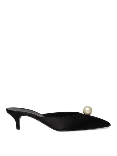 Magda Butrym Satin Mules With Pearls In Black