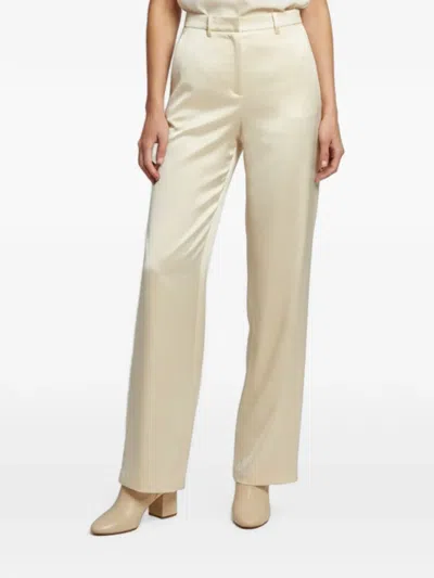 Pre-owned Magda Butrym Satin Palazzo Pants In Neutrals