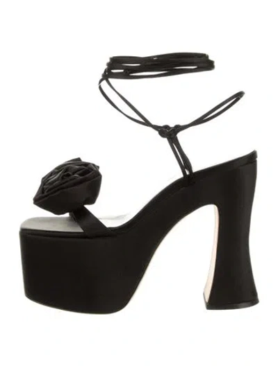 Pre-owned Magda Butrym Satin Sandals In Black