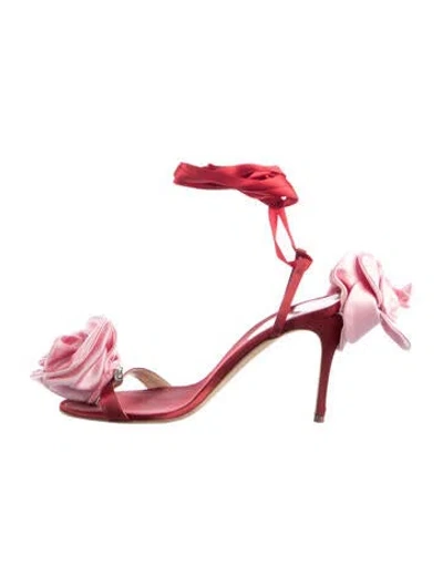 Pre-owned Magda Butrym Satin Sandals In Red