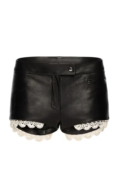 Magda Butrym Scallop Trim Leather Shorts In Black