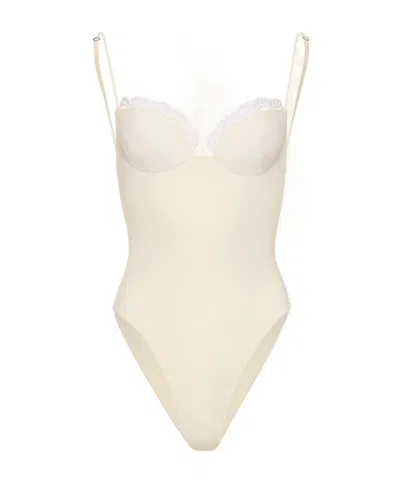 Magda Butrym Scalloped Swimsuit In Neutral