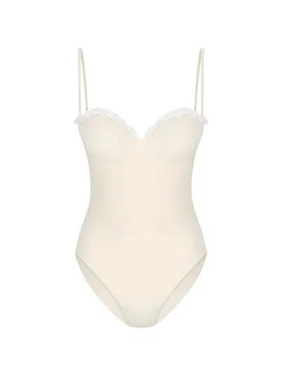 Magda Butrym Scalloped Swimsuit In White