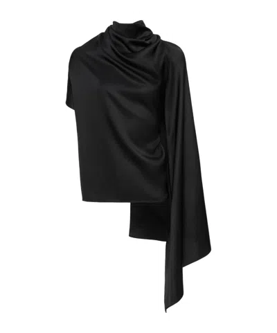 Magda Butrym Scarf-detail Asymmetric Blouse In Black