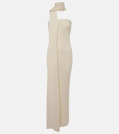 Magda Butrym Scarf-detail Linen And Cotton Maxi Dress In White