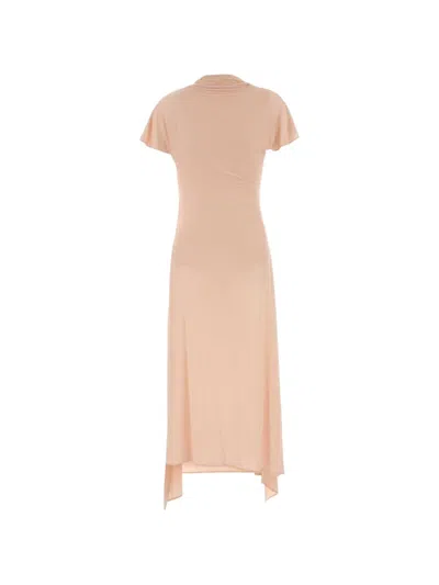 Magda Butrym Pastel Pink Stretch Crepe Dress In Brown