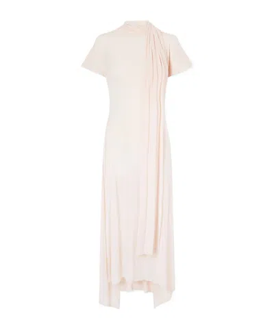 Magda Butrym Scarf-detailed Open-back Asymmetric Jersey Dress In Pink