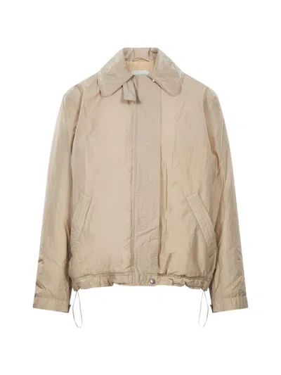 Magda Butrym Scarf-detail Zip-up Jacket In Neutral