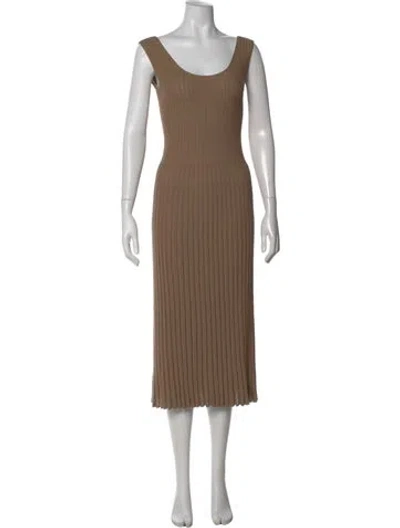 Pre-owned Magda Butrym Scoop Neck Midi Length Dress In Brown